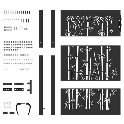 Градинска врата Черно 100 x 125 cm Прахово боядисана стомана