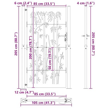 Градинска врата Черно 100 x 200 cm Прахово боядисана стомана