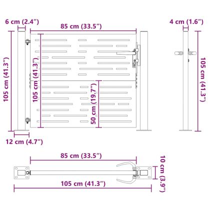 Градинска врата Черно 100 x 100 cm Прахово боядисана стомана