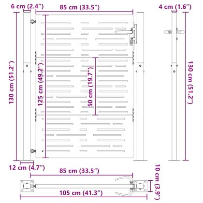 Градинска врата Черно 100 x 125 cm Прахово боядисана стомана
