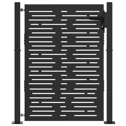 Градинска врата Черно 100 x 150 cm Прахово боядисана стомана