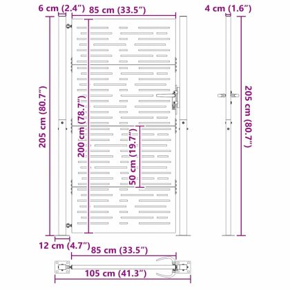 Градинска врата Черно 100 x 200 cm Прахово боядисана стомана