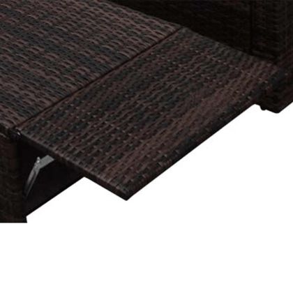 Градински лаундж комплект с възглавници 2 части полиратан кафяв