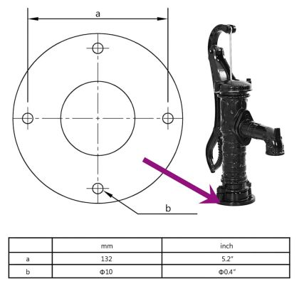 Градинска ръчна водна помпа, чугун