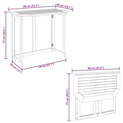 Бистро маса, 90x50x75 см, акациево дърво масив