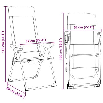 Сгъваеми къмпинг столове, 2 бр, кремави, алуминий