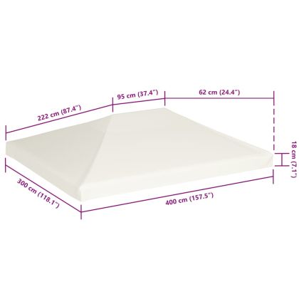 Покрив за шатра, 310 г/м², 4x3 м, кремавобял