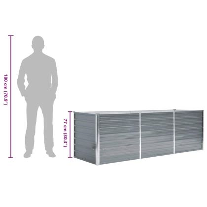 Градинска висока леха поцинкована стомана 240x80x77 см сива
