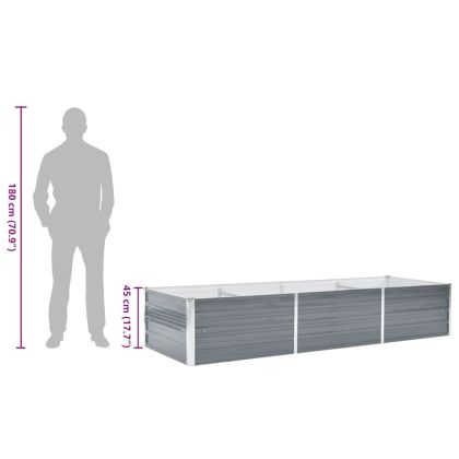 Градинска висока леха поцинкована стомана 240x80x45 см сива