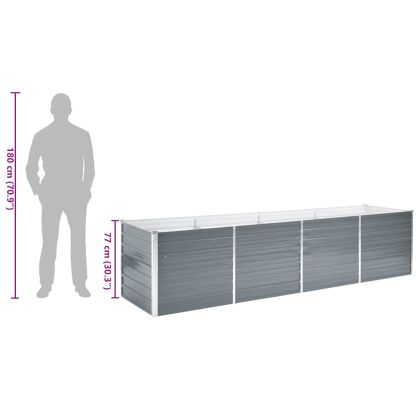 Градинска висока леха поцинкована стомана 320x80x77 см сива