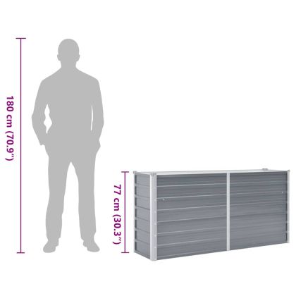 Градинска висока леха поцинкована стомана 160x40х77 см сива