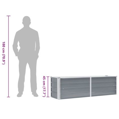 Градинска висока леха поцинкована стомана 160x40x45 см сива