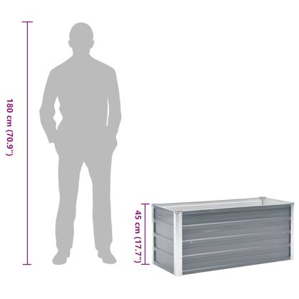 Градинска висока леха поцинкована стомана 100x40x45 см сива