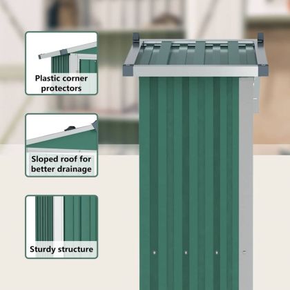 Градинска барака, зелена, 116x45x175 см, поцинкована стомана