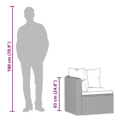 Градински комплект с възглавници, 5 части, полиратан, черен