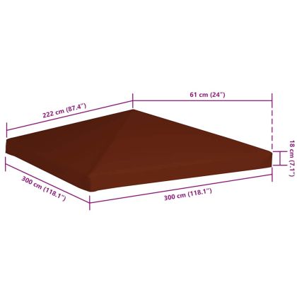 Покрив за шатра, 310 г/м², 3x3 м, керемиден цвят