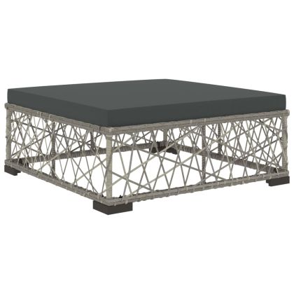 Градински лаундж комплект с възглавници 6 части полиратан сив