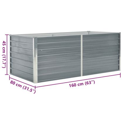 Повдигната леха, 160x80x45 см, поцинкована стомана, сива