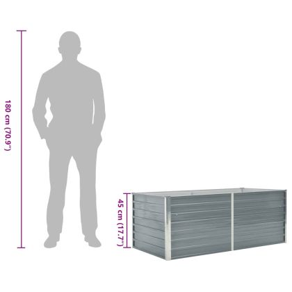 Повдигната леха, 160x80x45 см, поцинкована стомана, сива