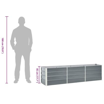 Градинска висока леха поцинкована стомана 240x40x45 см сива
