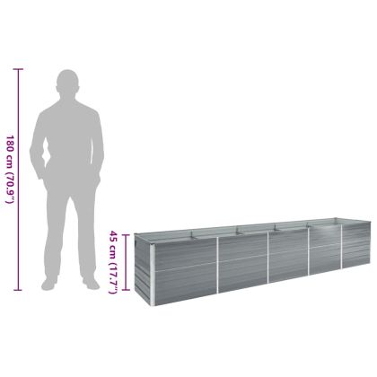Градинска висока леха поцинкована стомана 400x80x45 см сива