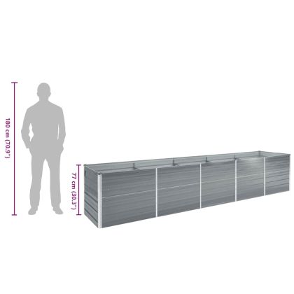 Градинска висока леха поцинкована стомана 400x80x77 см сива