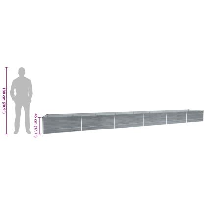 Градинска висока леха поцинкована стомана 600x80x45 см сива