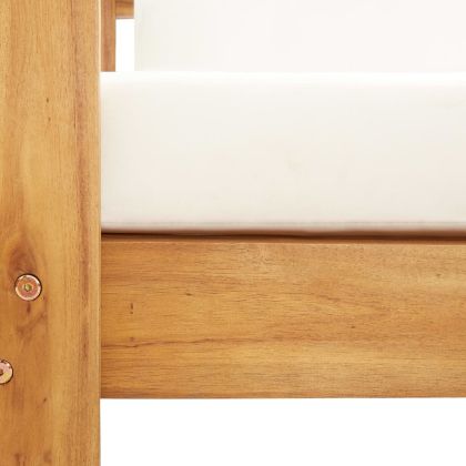 Градински диван с възглавници, 140 см, акация масив, кремавобял