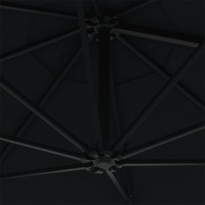 Чадър за монтаж на стена с метален прът, 300 см, черен