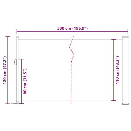Прибираща се странична тента, 120x500 см, кафява