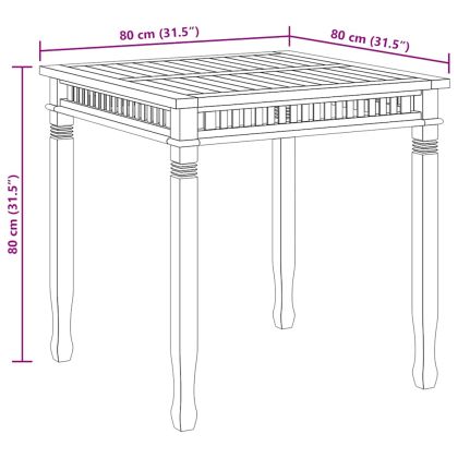 Градинска трапезна маса, 80x80x80 cм, тиково дърво масив