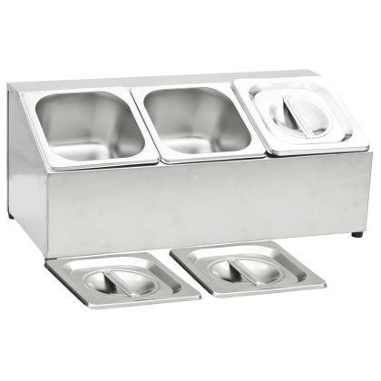 Гастронорм контейнер държач с 3 GN съда 1/6 неръждаема стомана