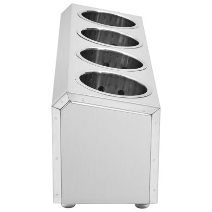 Държач за прибори за хранене, 4 решетки, правоъгълен, инокс