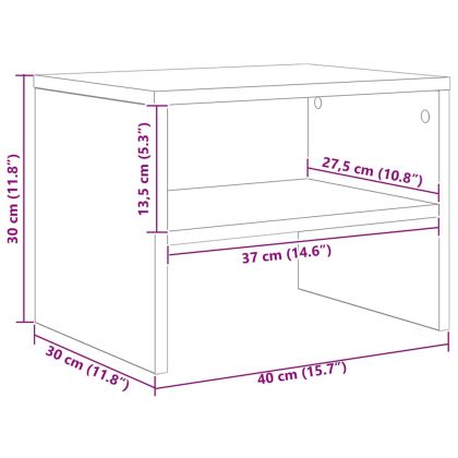 Нощно шкафче, бетонно сиво, 40x30x30 см, инженерно дърво
