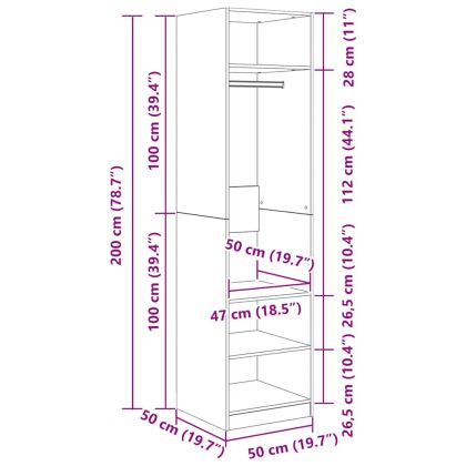 Гардероб, дъб сонома, 50x50x200 см, инженерно дърво