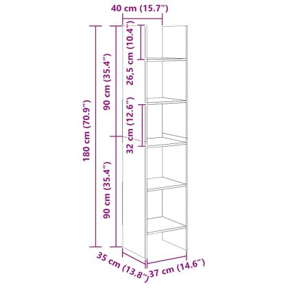 Библиотека, дъб сонома, 40x35x180 см, инженерно дърво