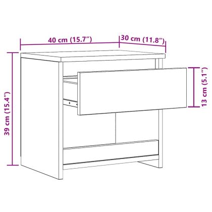 Нощно шкафче, бетонно сиво, 40x30x39 см, инженерно дърво