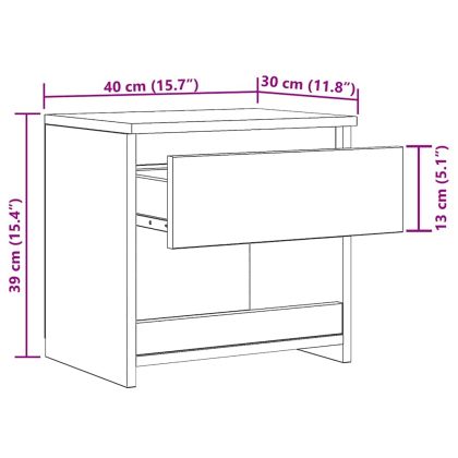 Нощни шкафчета, 2 бр, бетонно сив, 40x30x39 см, инженерно дърво