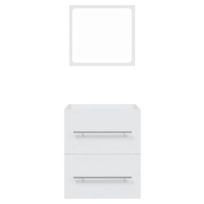 Шкаф за баня с огледало, бял, 41x38,5x48 см