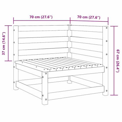 Градински лаундж комплект, 3 части, сив, бор масив