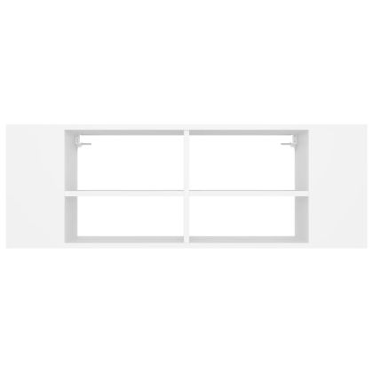 ТВ шкаф за стенен монтаж, бял, 102x35x35 см, инженерно дърво