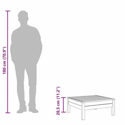 Градинска табуретка, черна, борово дърво масив