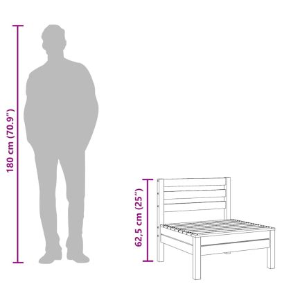 Градински средни дивани, 4 бр, борово дърво масив