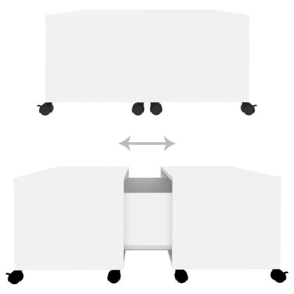 Маса за кафе, бяла, 75x75x38 см, инженерно дърво