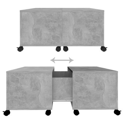 Маса за кафе, бетонно сива, 75x75x38 см, инженерно дърво