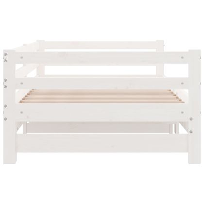 Разтегателно дневно легло, без матрак, бяло, 2x(90x200) см