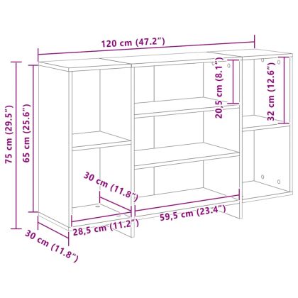 Сайдборд, дъб сонома, 120x30x75 см, инженерно дърво