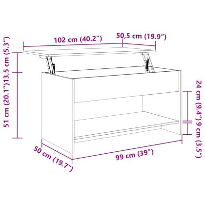 Кафе маса, дъб сонома, 102x50x52,5 см, инженерно дърво