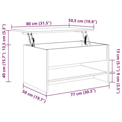 Кафе маса, Дъб сонома, 80x50x40 см, инженерно дърво