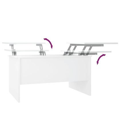 Маса за кафе, бяла, 80x50x42,5 см, инженерно дърво